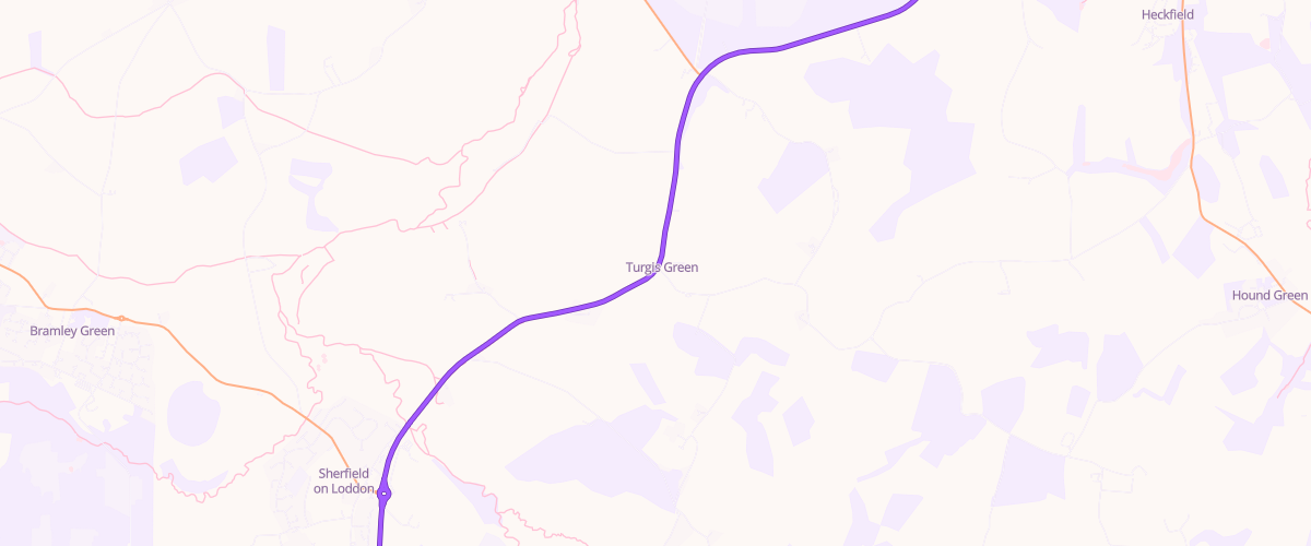 Map showing the location of Turgisgreen Service Station