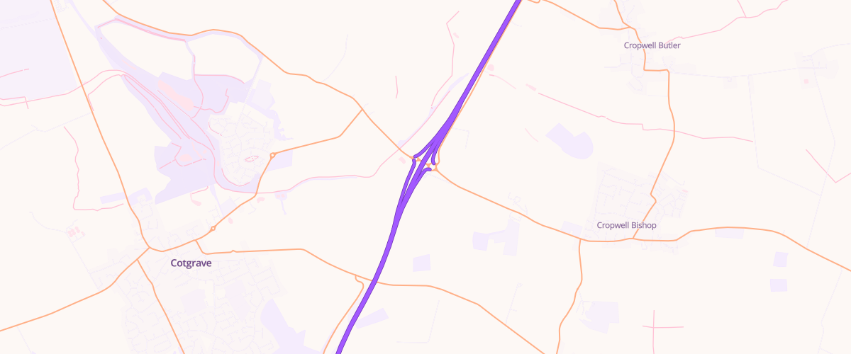 Map showing the location of Welcome Break Fosseway