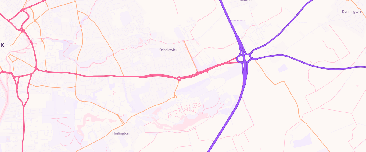 Map showing the location of Hull Road Service Station