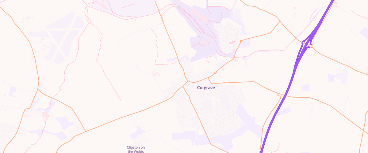 Map showing the location of Cotgrave Service Station