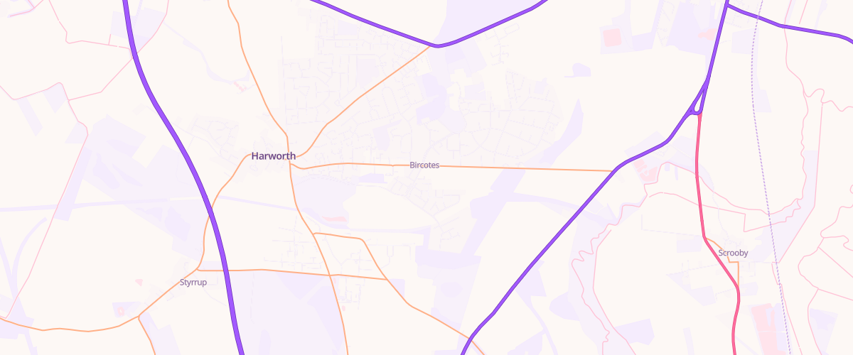 Map showing the location of Asda Harworth Supermarket