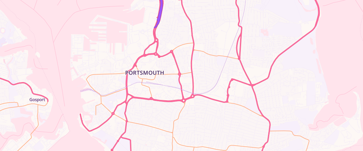 Map showing the location of Asda Portsmouth