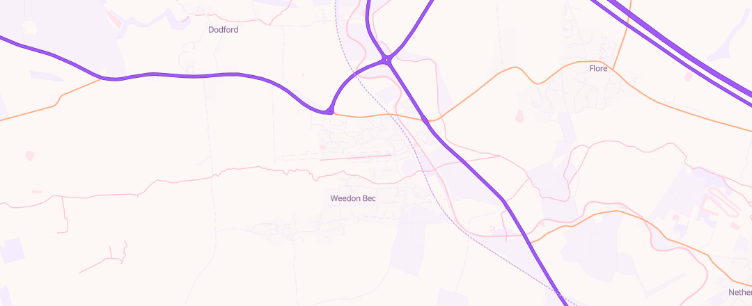 Map showing Weedon Mot Limited, Northamptonshire
