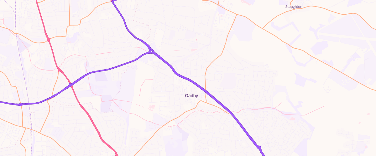 Map showing the location of Hgs Bp Oadby