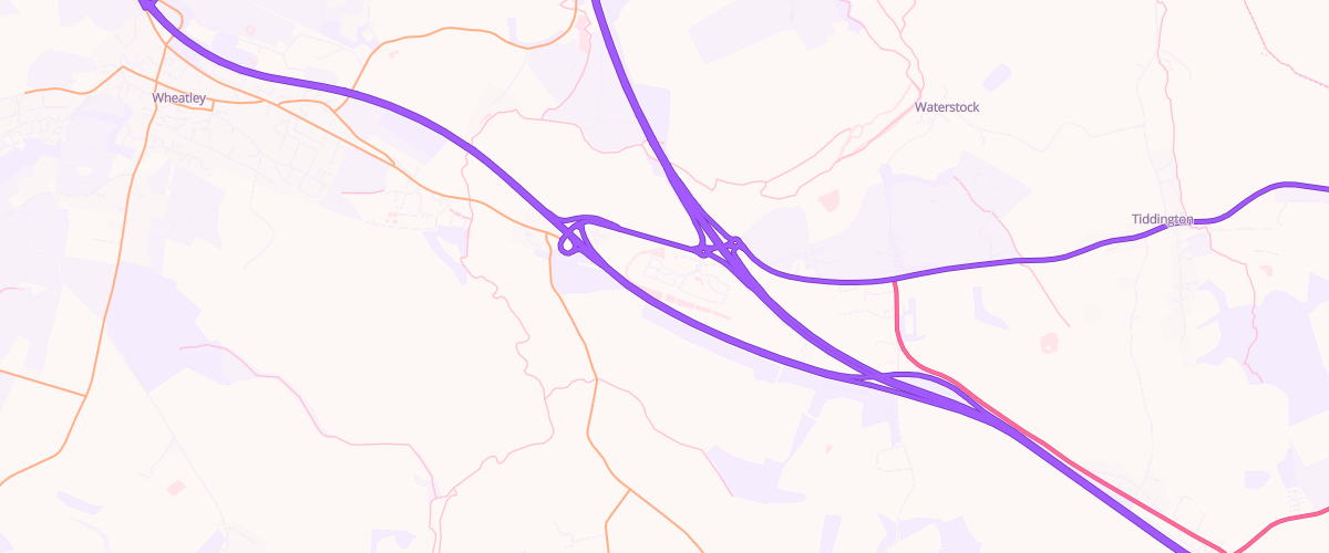 Map showing the location of Welcome Break Oxford