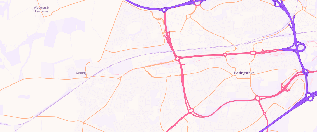 Map showing the location of Basingstoke Service Station