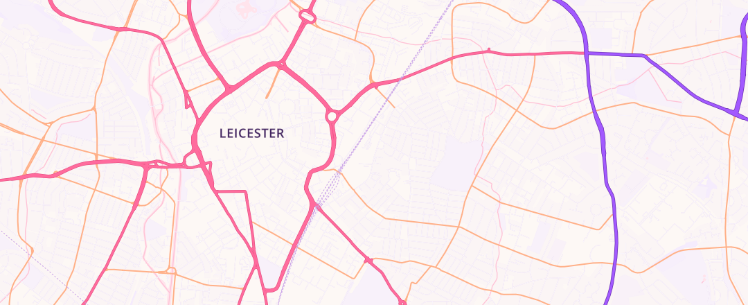 Map showing Rising Sun Motors, Leicester