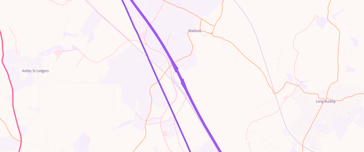 Map showing the location of Watford Gap South Connect