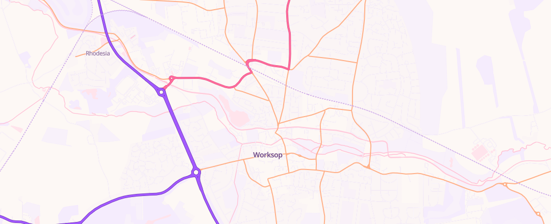 Map showing Halfords Autocentre, Worksop