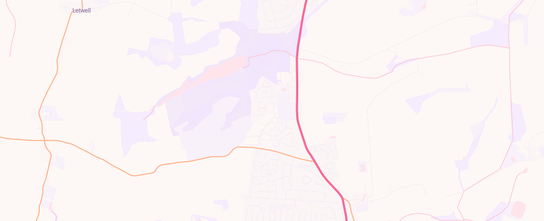 Map showing Carlton Mot Centre Limited, Worksop