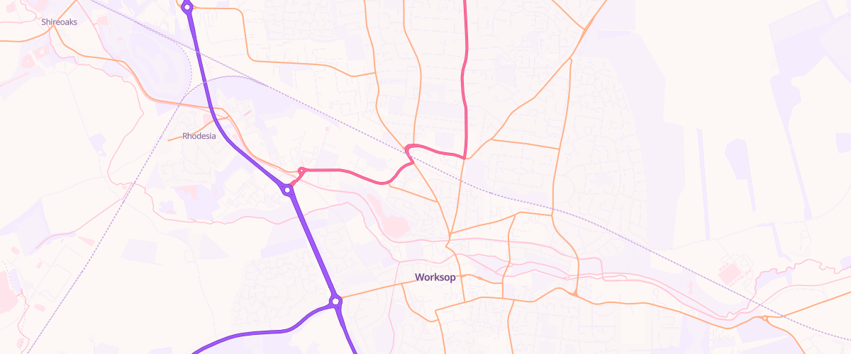 Map showing the location of Gateford Services Station
