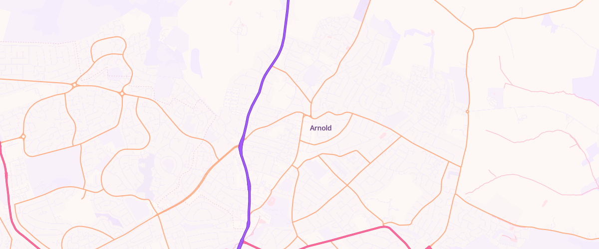 Map showing the location of Asda Arnold Superstore
