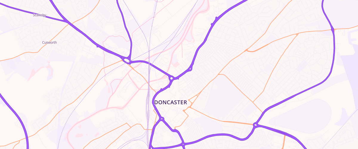 Map showing the location of Eg Doncaster St George
