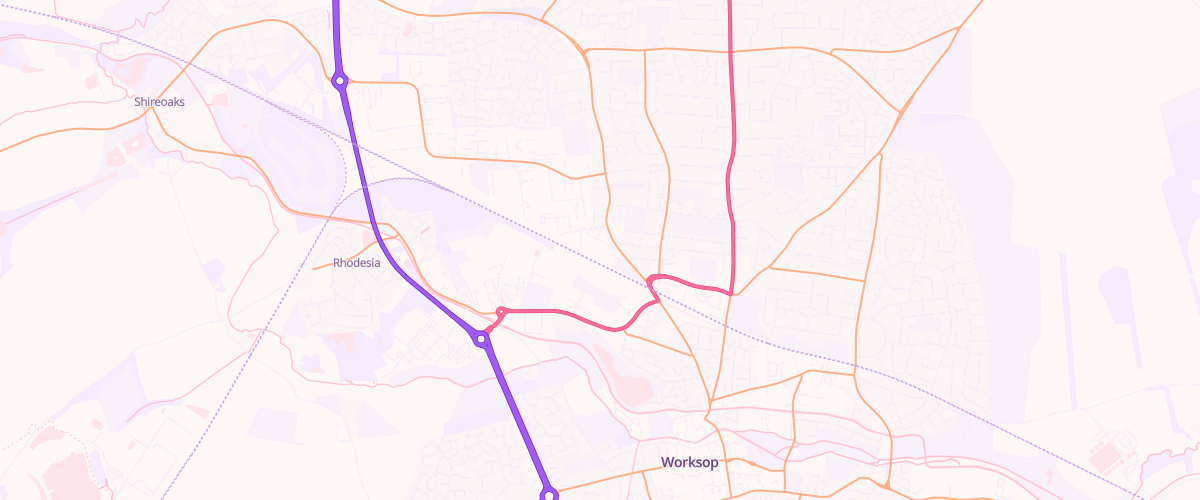 Map showing the location of Worksop Gateford Rd Superstore