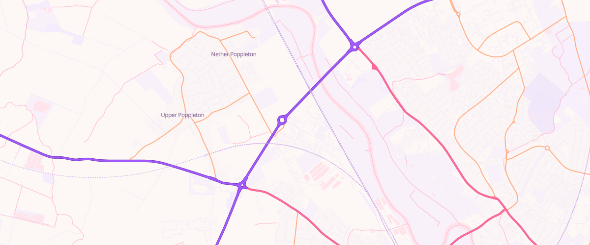 Map showing the location of Asda Nether Poppleton Express
