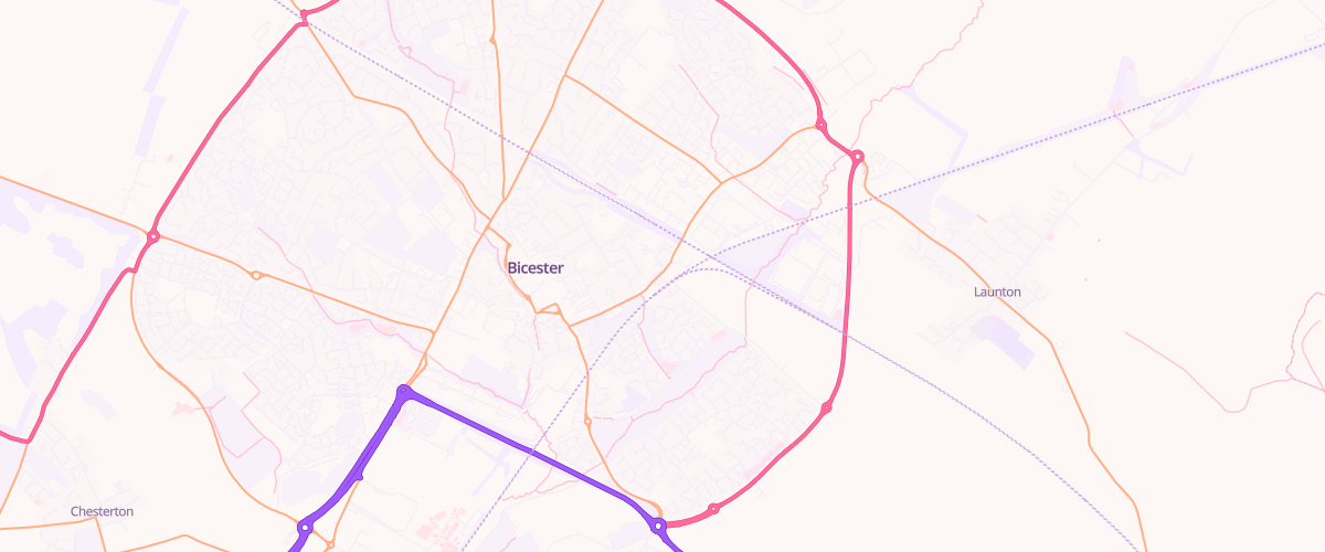 Map showing the location of Launton Road Service Station