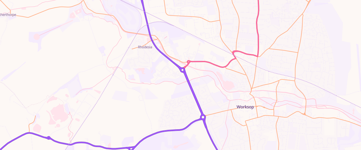 Map showing the location of Sainsburys Worksop