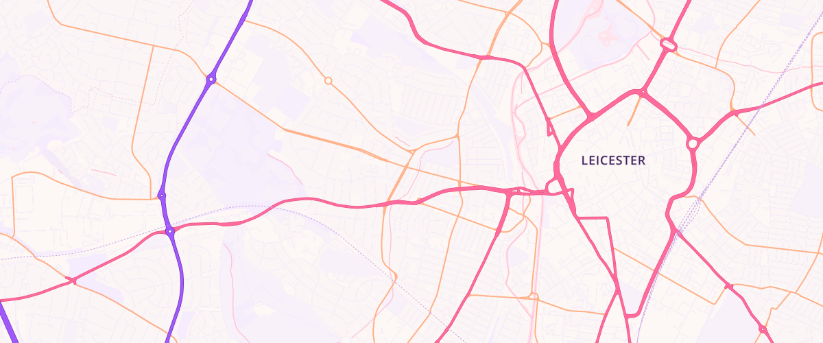 Map showing the location of Glenfield-Road-Service-Station