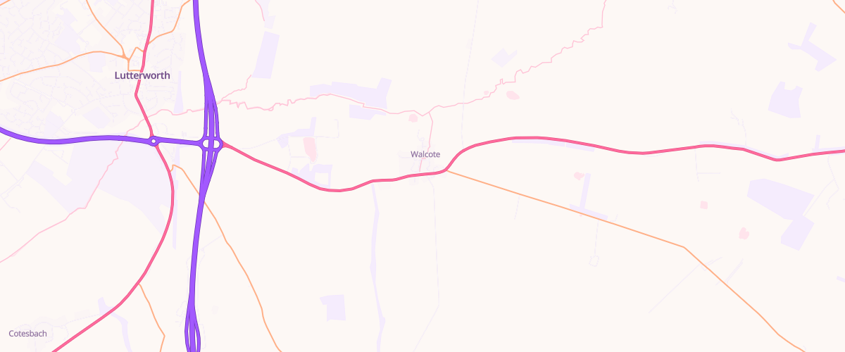 Map showing the location of Walcote Service Station