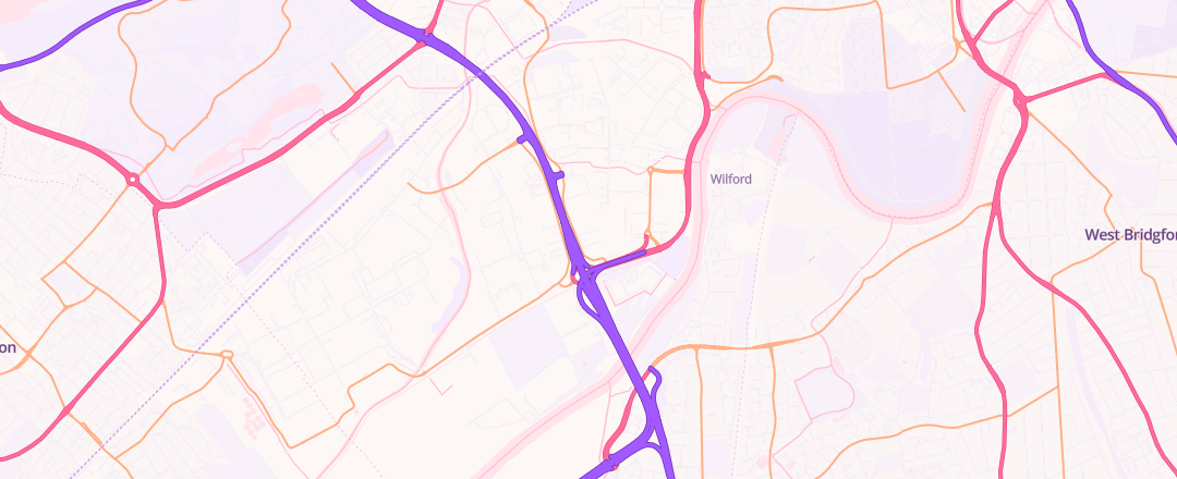Map showing Sytner Nottm, Nottingham