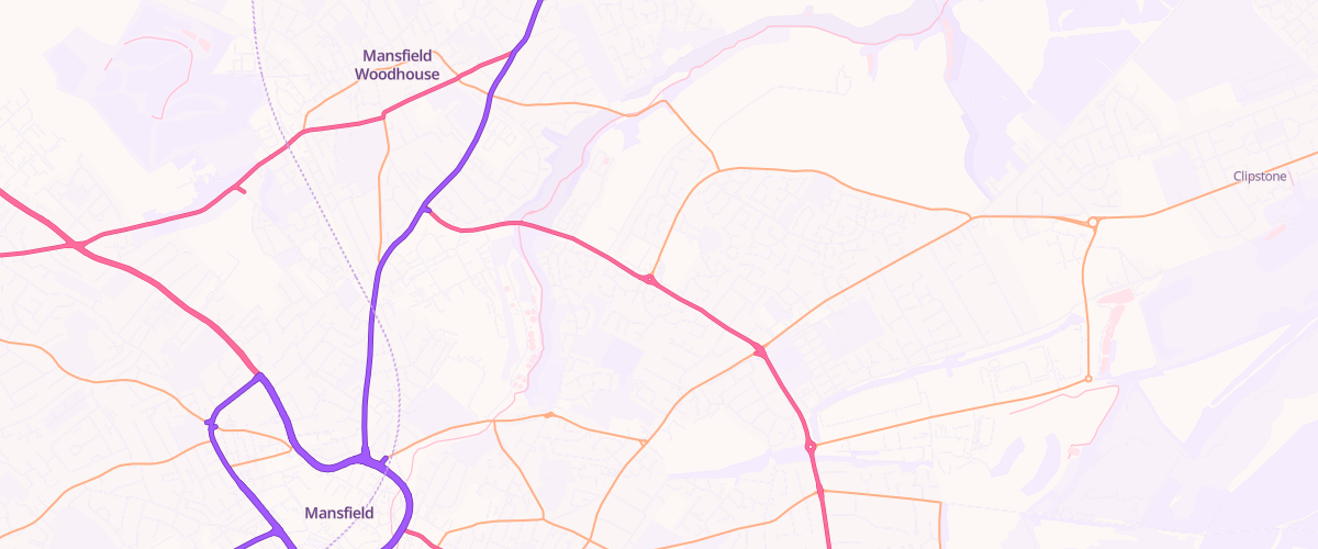 Map showing the location of Asda Mansfield