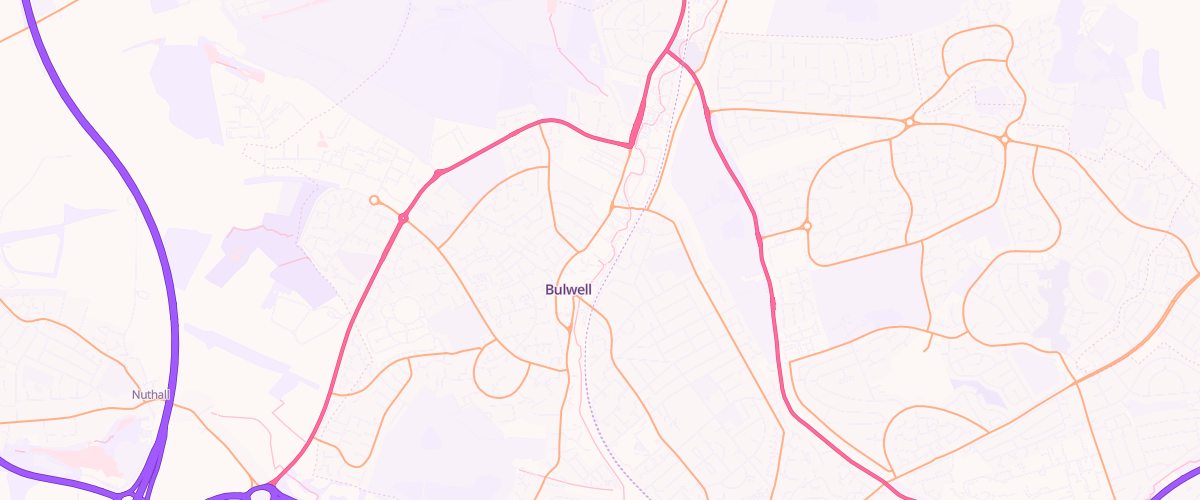 Map showing the location of Bulwell Extra Petrol Filling