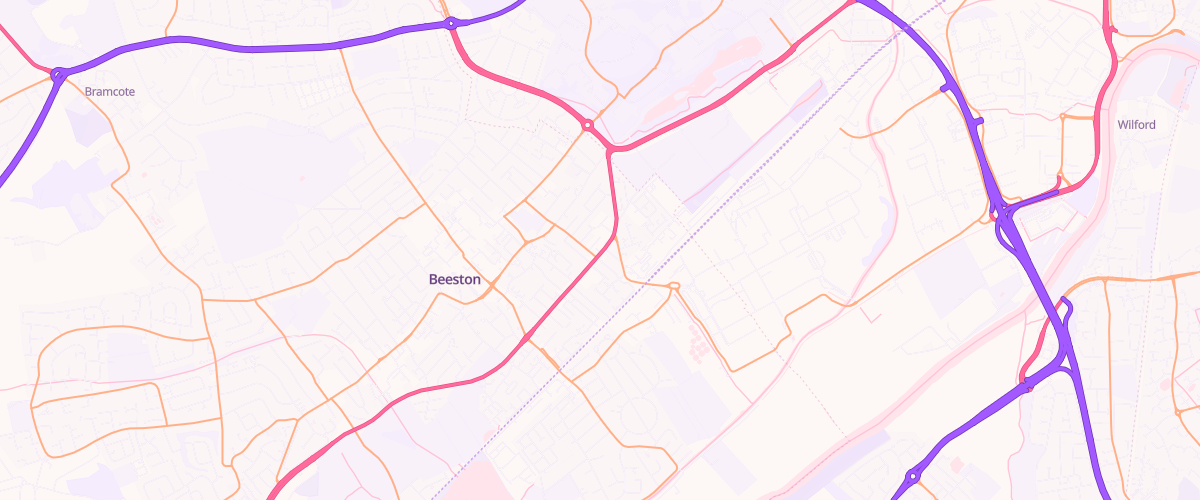 Map showing the location of Beeston-Service-Station