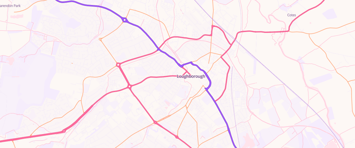 Map showing the location of Sainsburys Loughborough