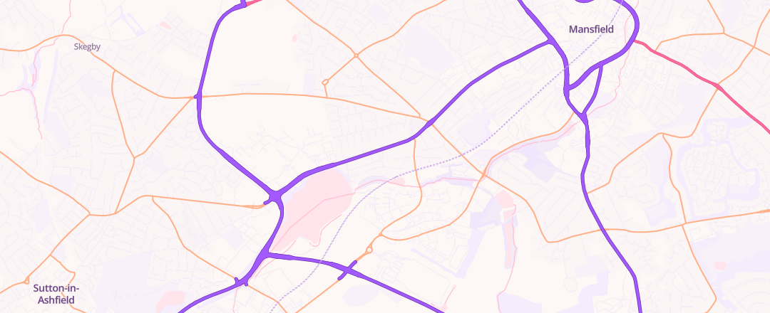 Map showing Pentagon Vauxhall Mansfield, Mansfield
