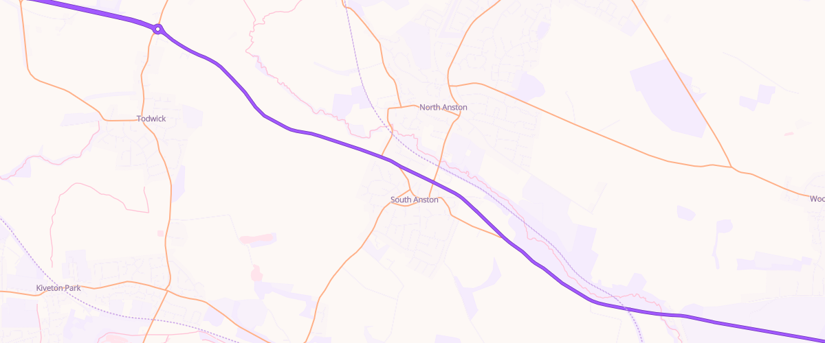 Map showing the location of Asda South Anston Express