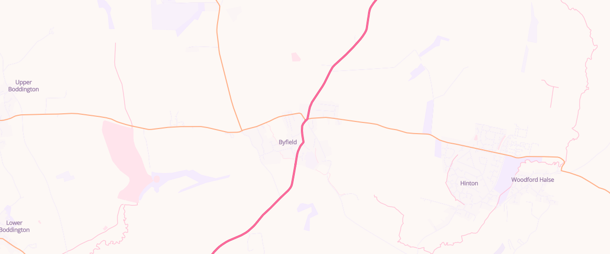Map showing the location of Byfield Fiveways Service Station