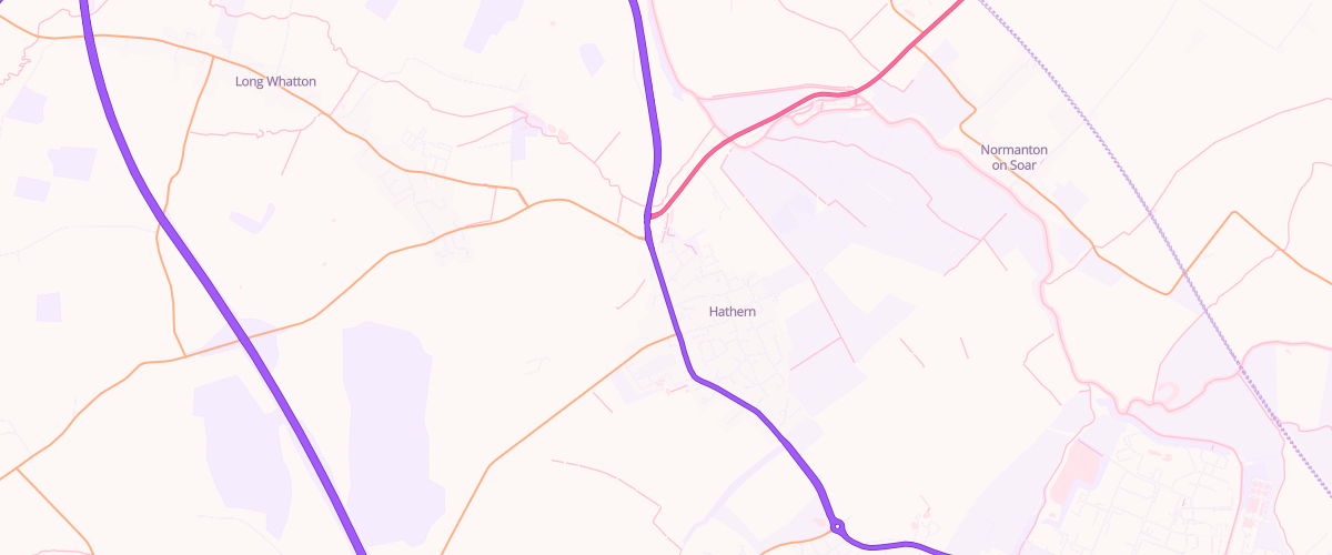 Map showing the location of Asda Hathern Turn Express