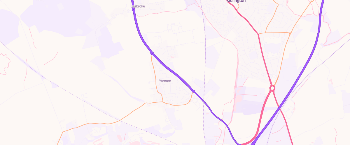 Map showing the location of Yarnton Service Station