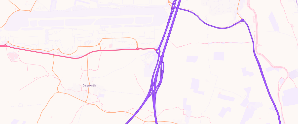 Map showing the location of Donington Park Service Area