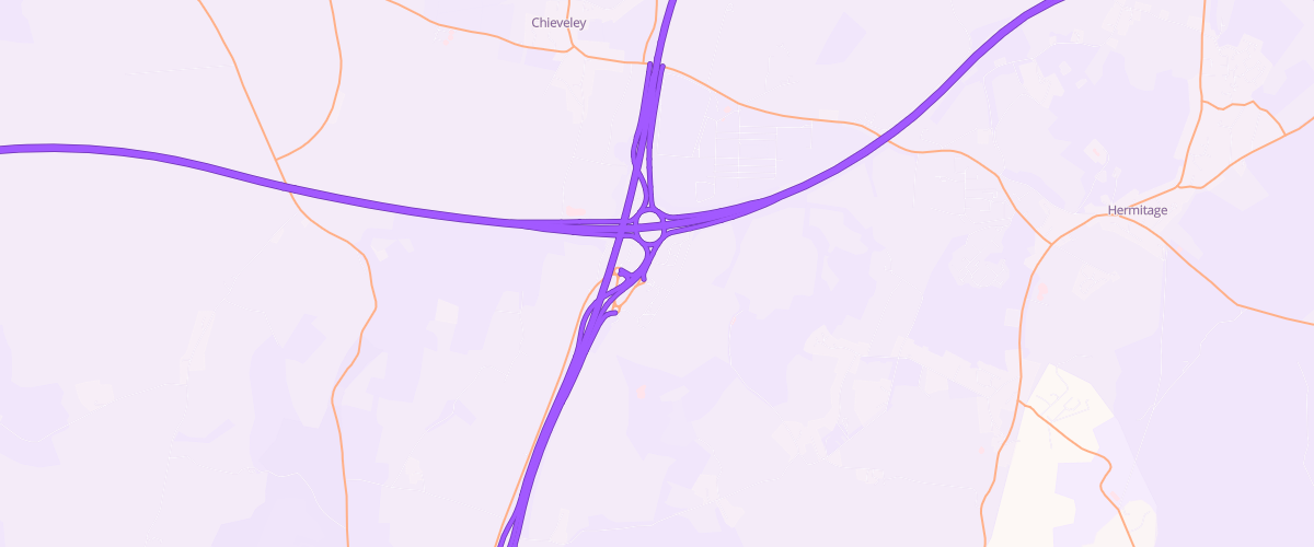 Map showing the location of Chieveley Service Area