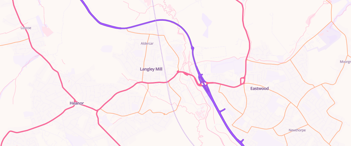 Map showing the location of Asda Langley Mill Superstore