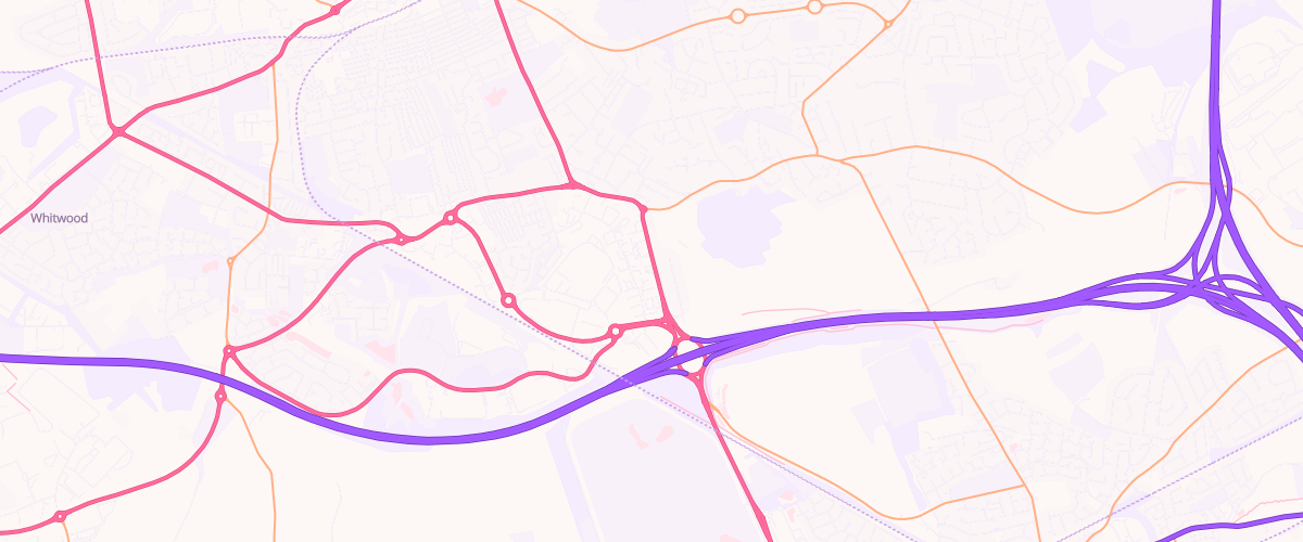 Map showing the location of Bp Glasshoughton Service Station