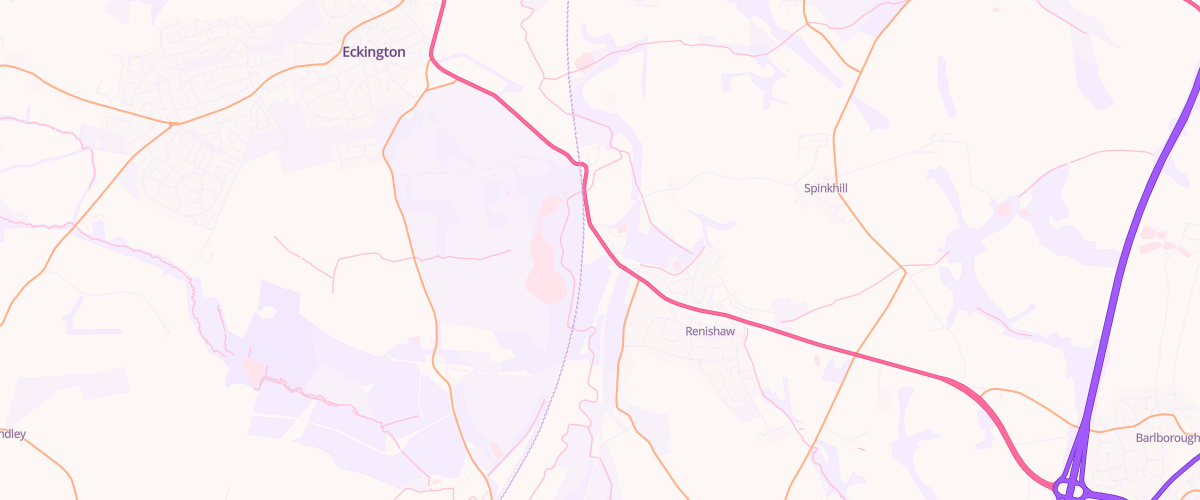 Map showing the location of Renishaw Service Station