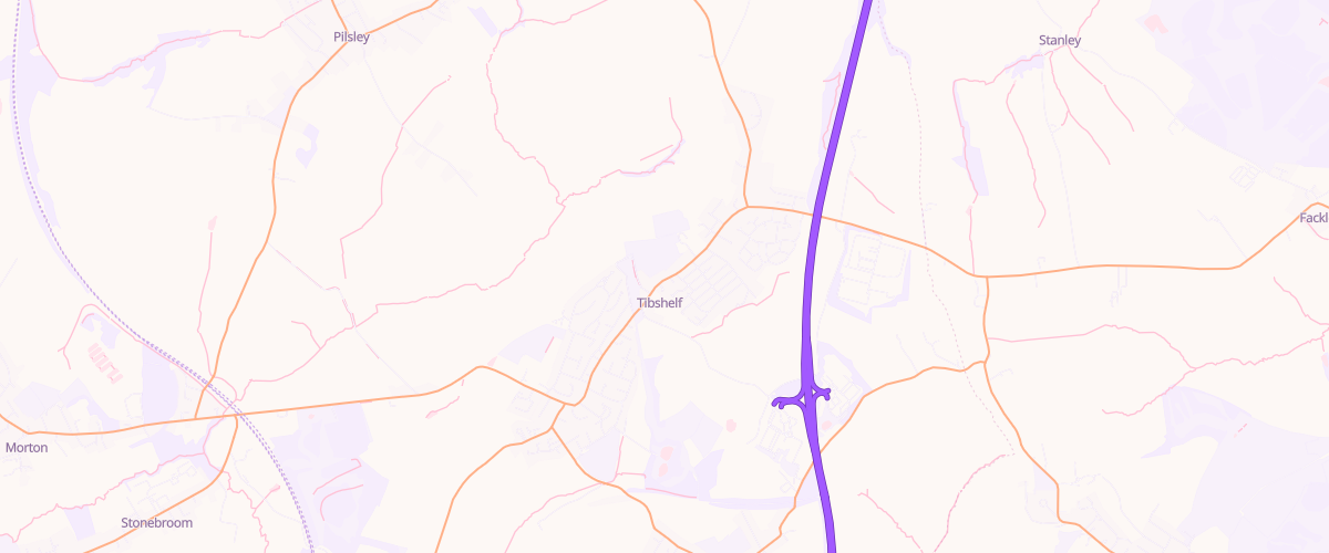 Map showing the location of High Street Garage Tibshelf