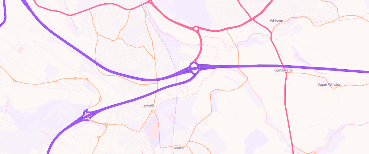 Map showing the location of Welcome Break Rotherham Forecourt