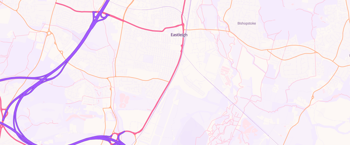 Map showing the location of Eastleigh Service Station