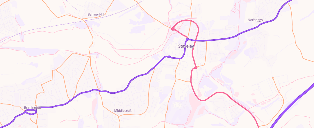 Map showing Staveley Mot Station, Chesterfield