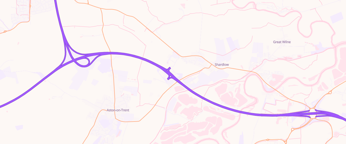 Map showing the location of Welcome Break Derby East
