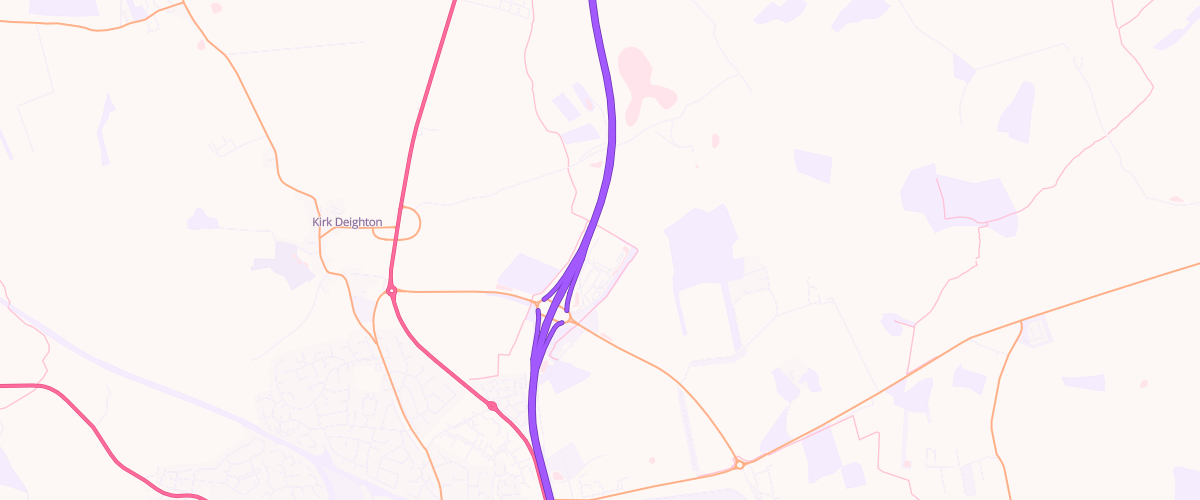 Map showing the location of Wetherby Service Area