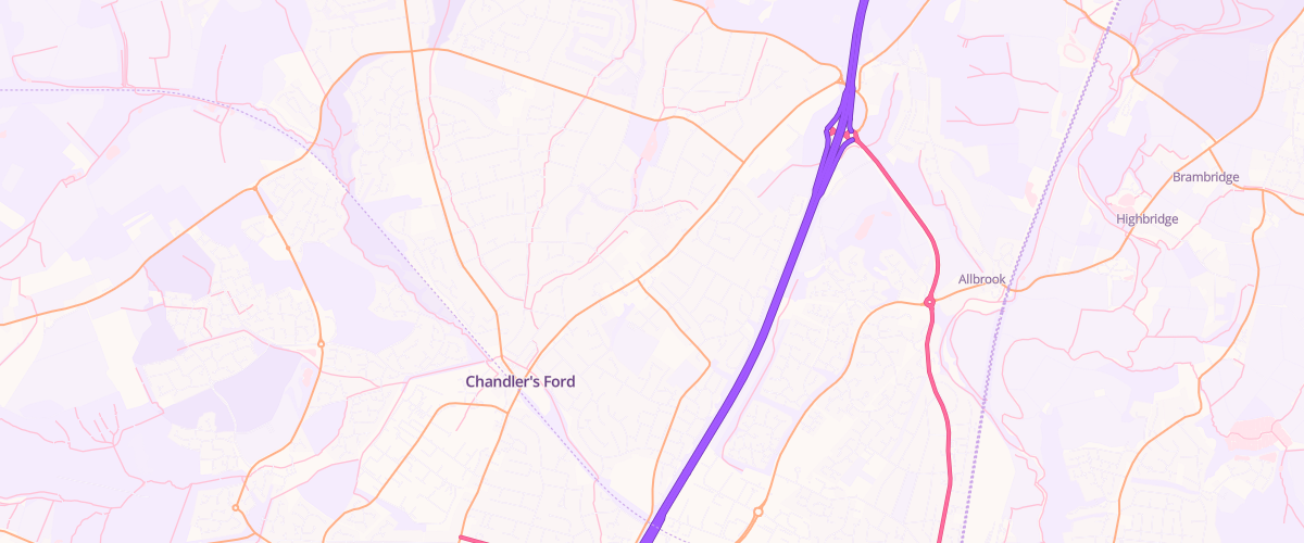 Map showing the location of Shell Chandlers Ford