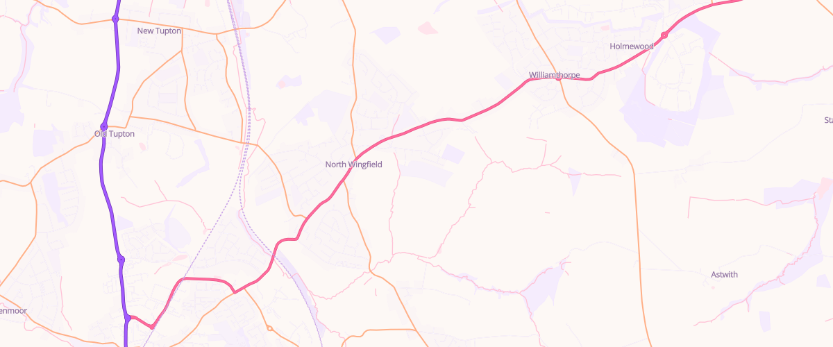 Map showing the location of Our Coop North Wingfield