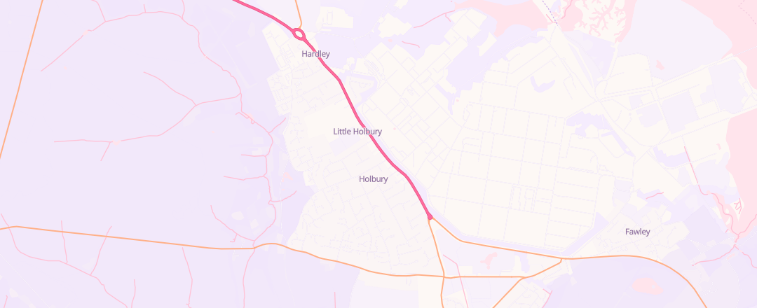 Map showing Holbury Service Station, Southampton