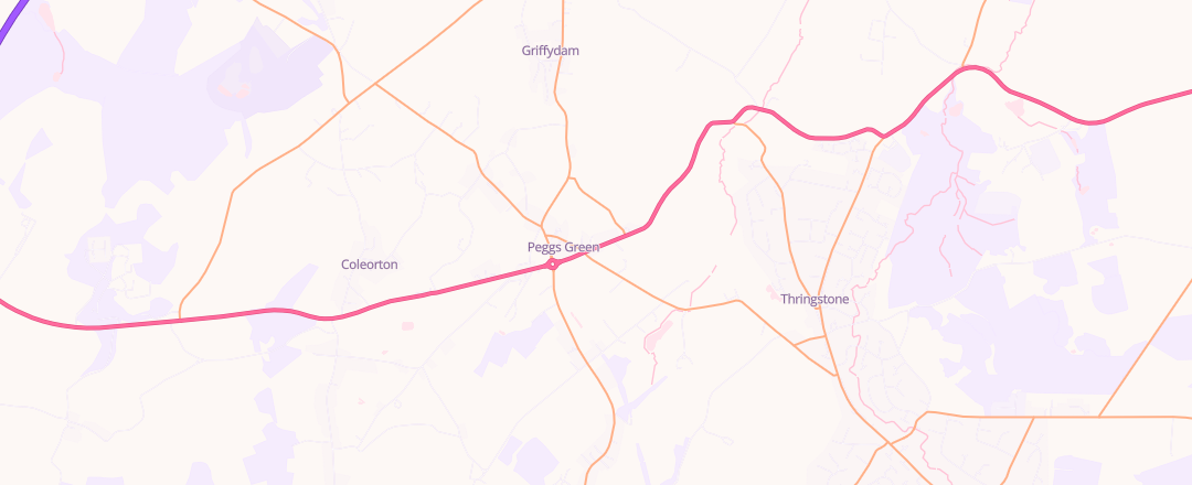 Map showing Redhall Garage Limited, Coalville