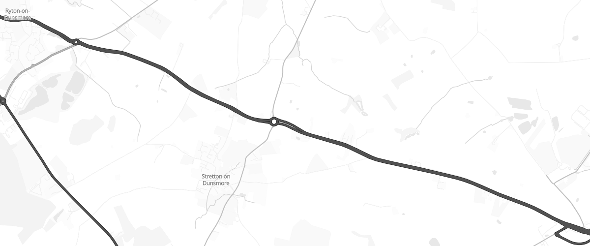 Map showing the location of Stretton Service Station