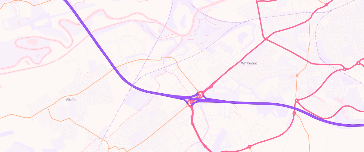 Map showing the location of Exelby Services Whitwood